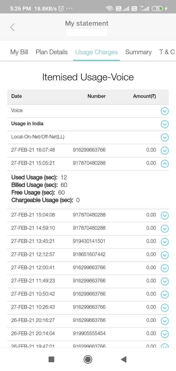 Jio Call Details